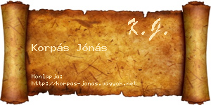 Korpás Jónás névjegykártya